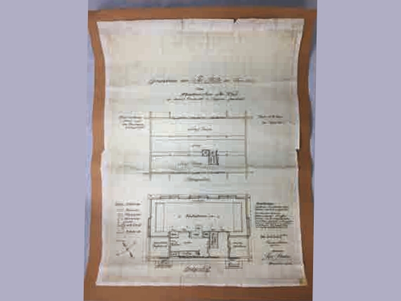 The blueprint of the Paradise Hütte(owned by Sapporo Olympic Museum)